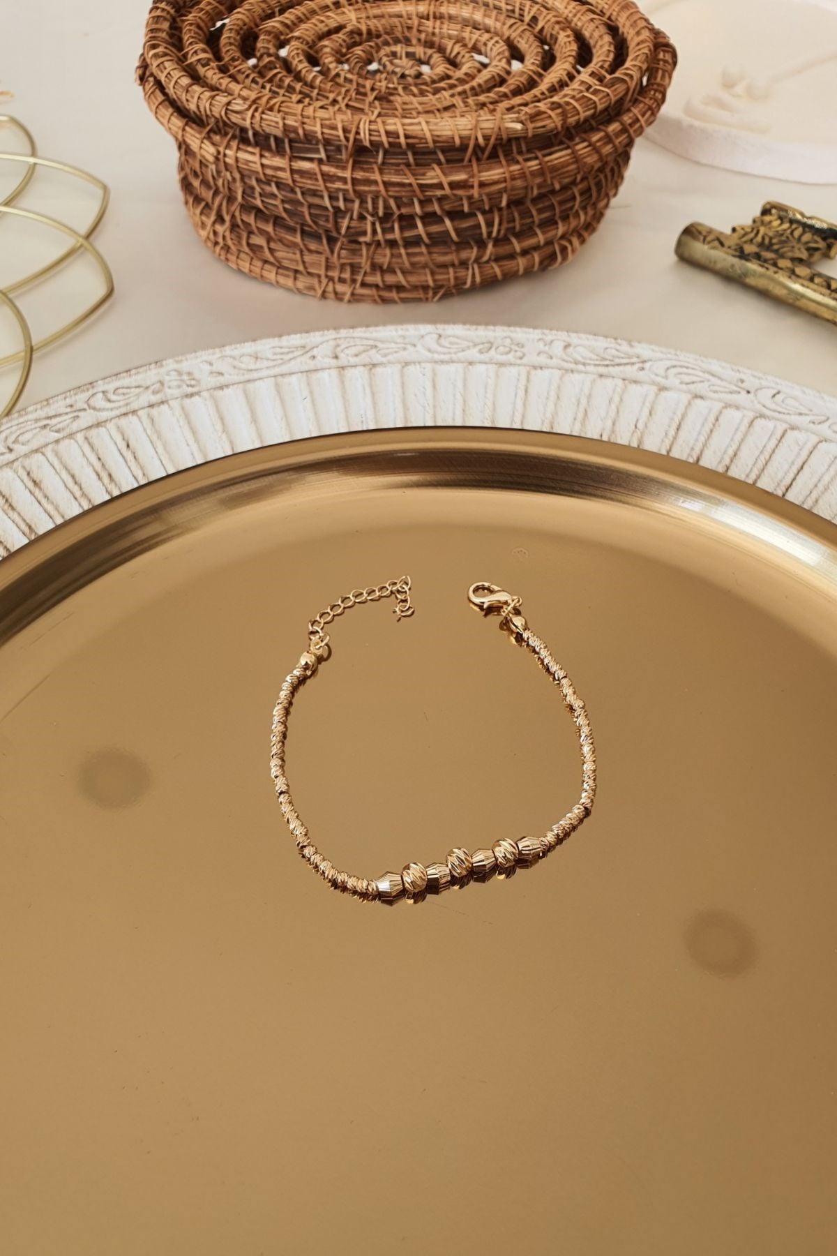 Büyüklü Küçüklü Dorika Model Bileklik Gold