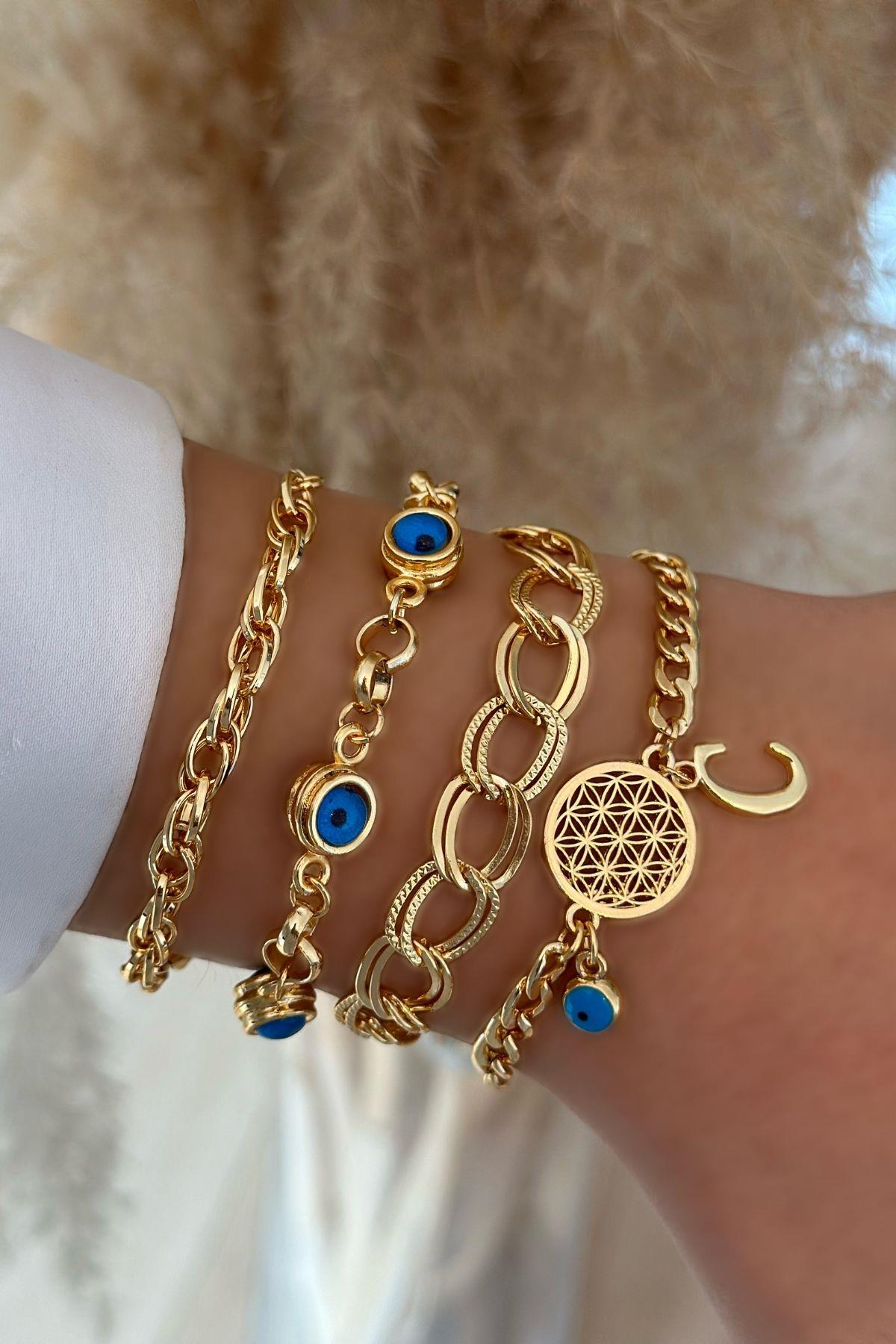 C Harfli Yaşam Bileklik Kombini