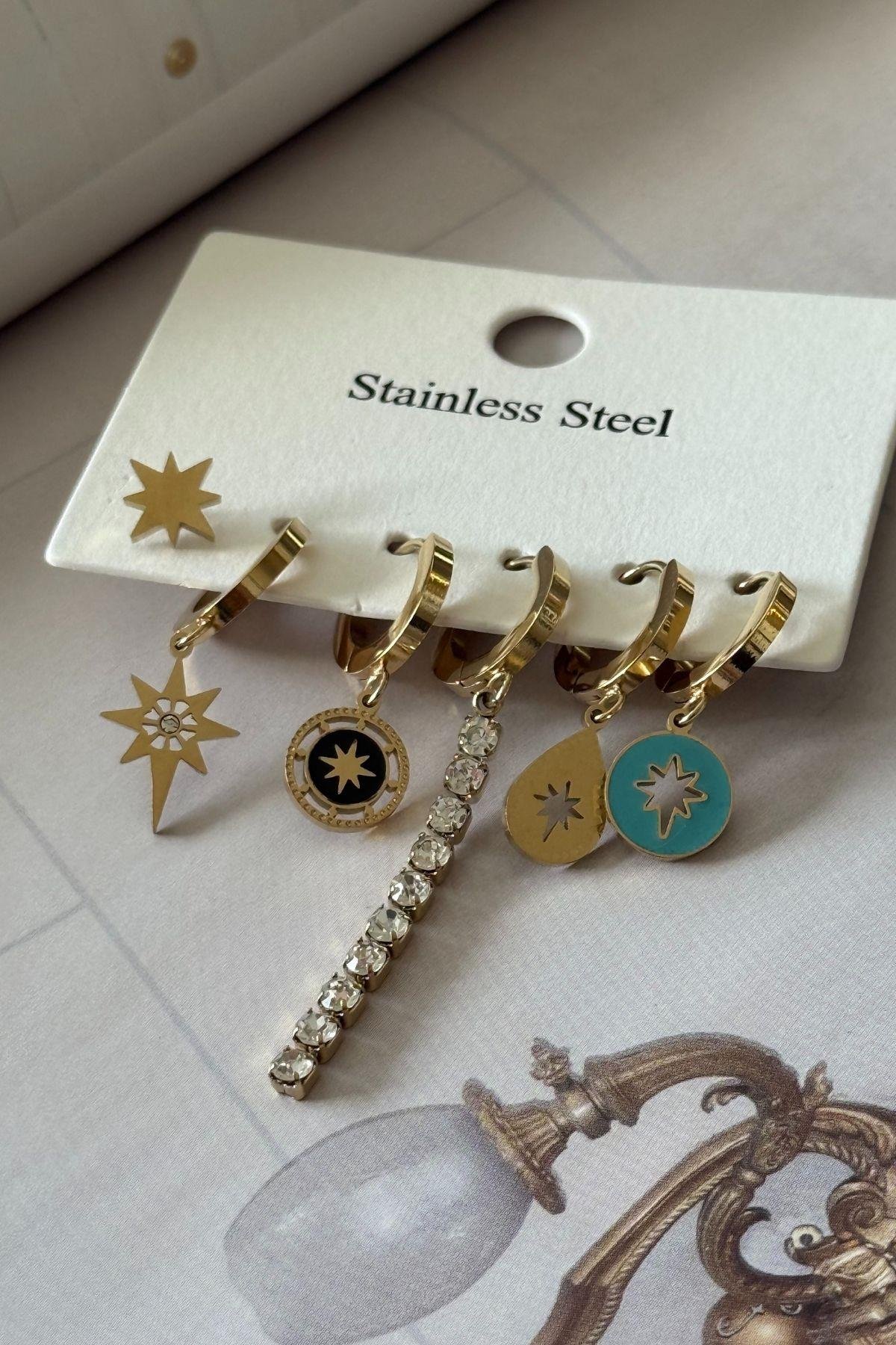 Çelik 6lı Set Küpe