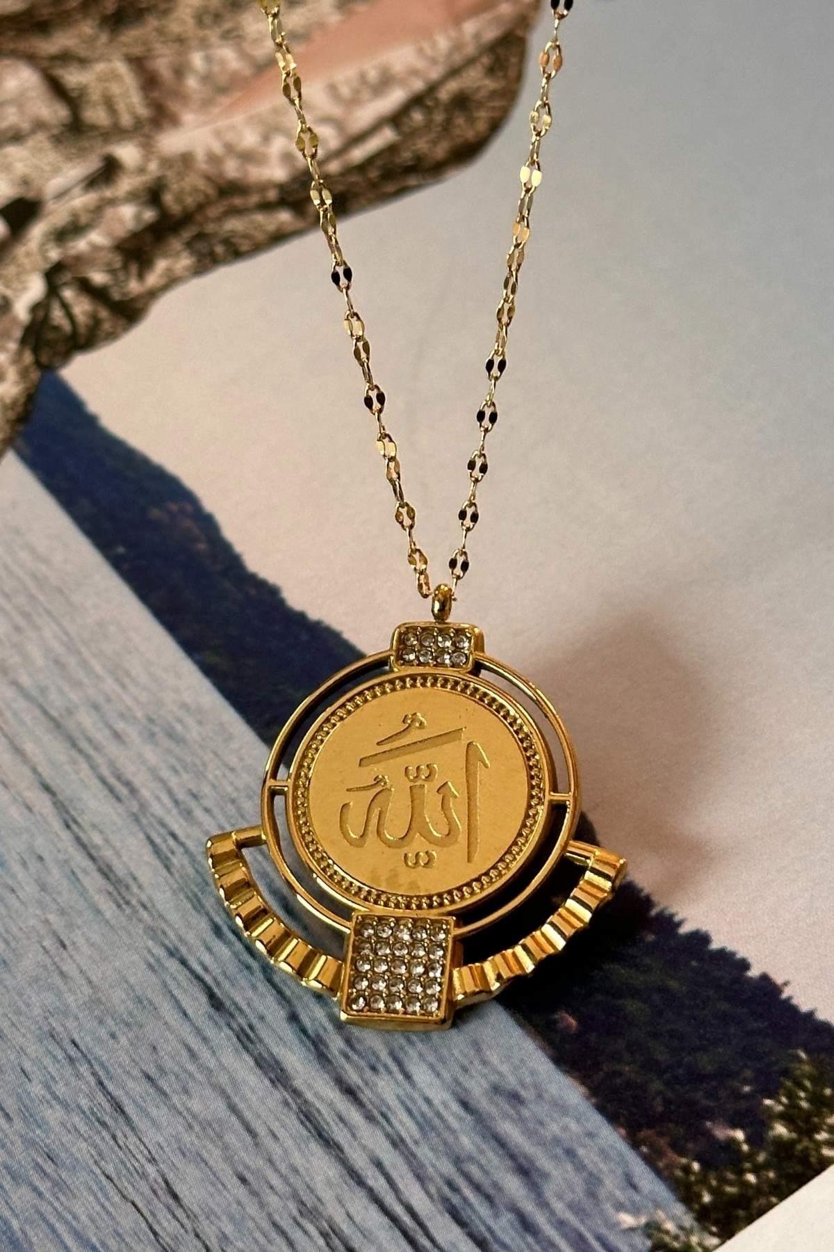 Çelik Allah Yazılı Kolye