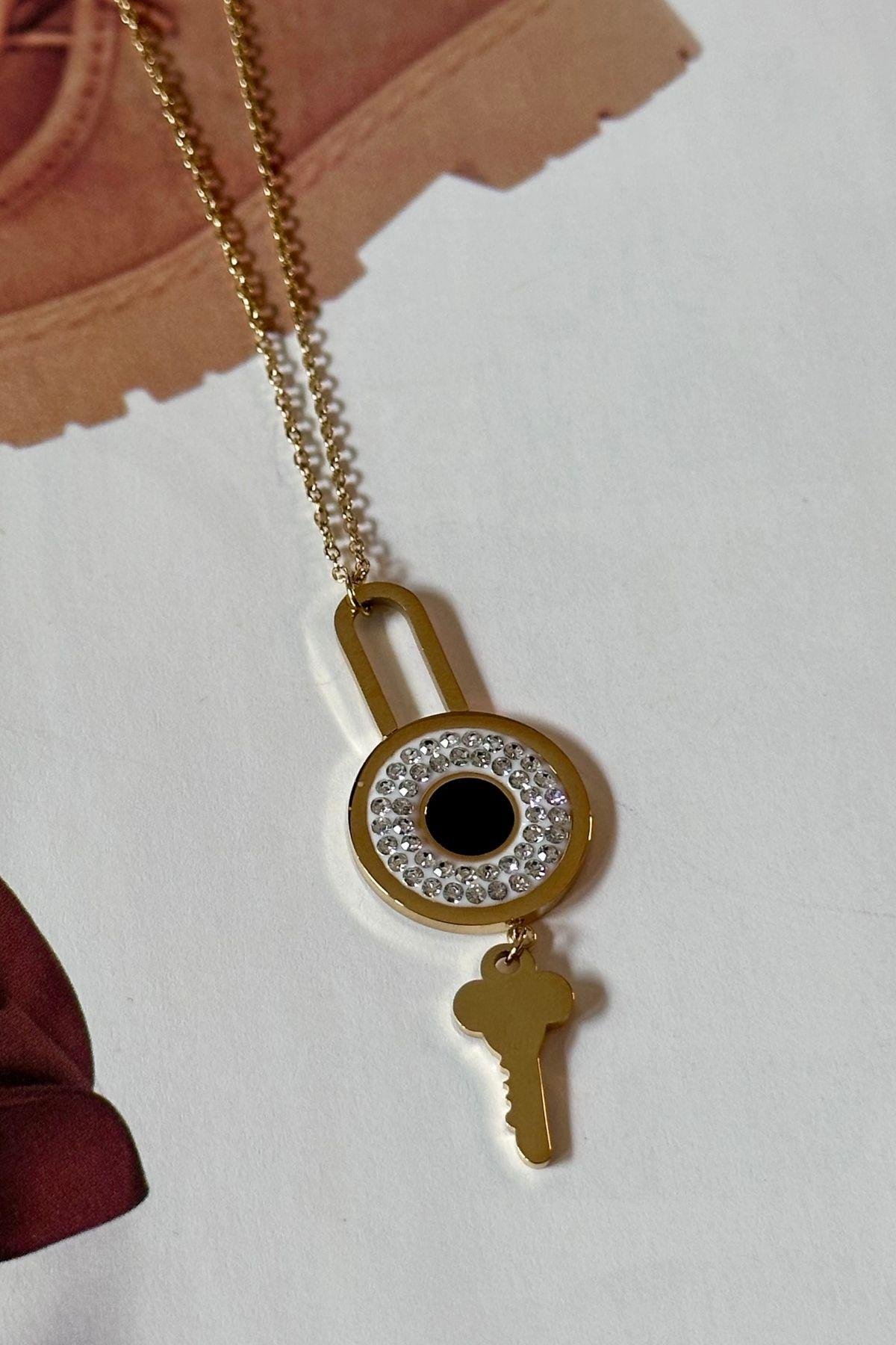 Çelik Anahtar Sallantılı Bohem Kolye