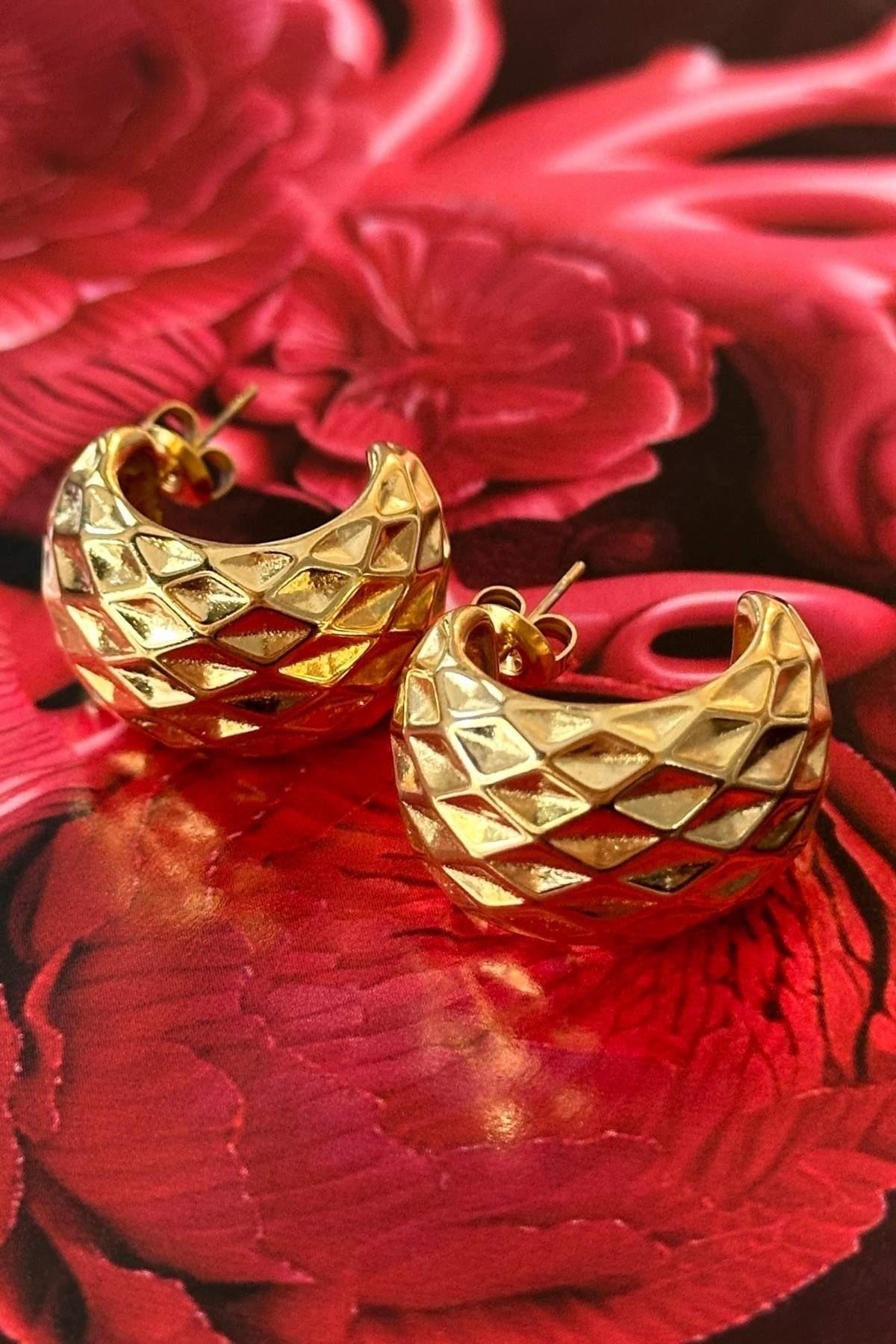 Çelik Baklava Model Vintage Küpe