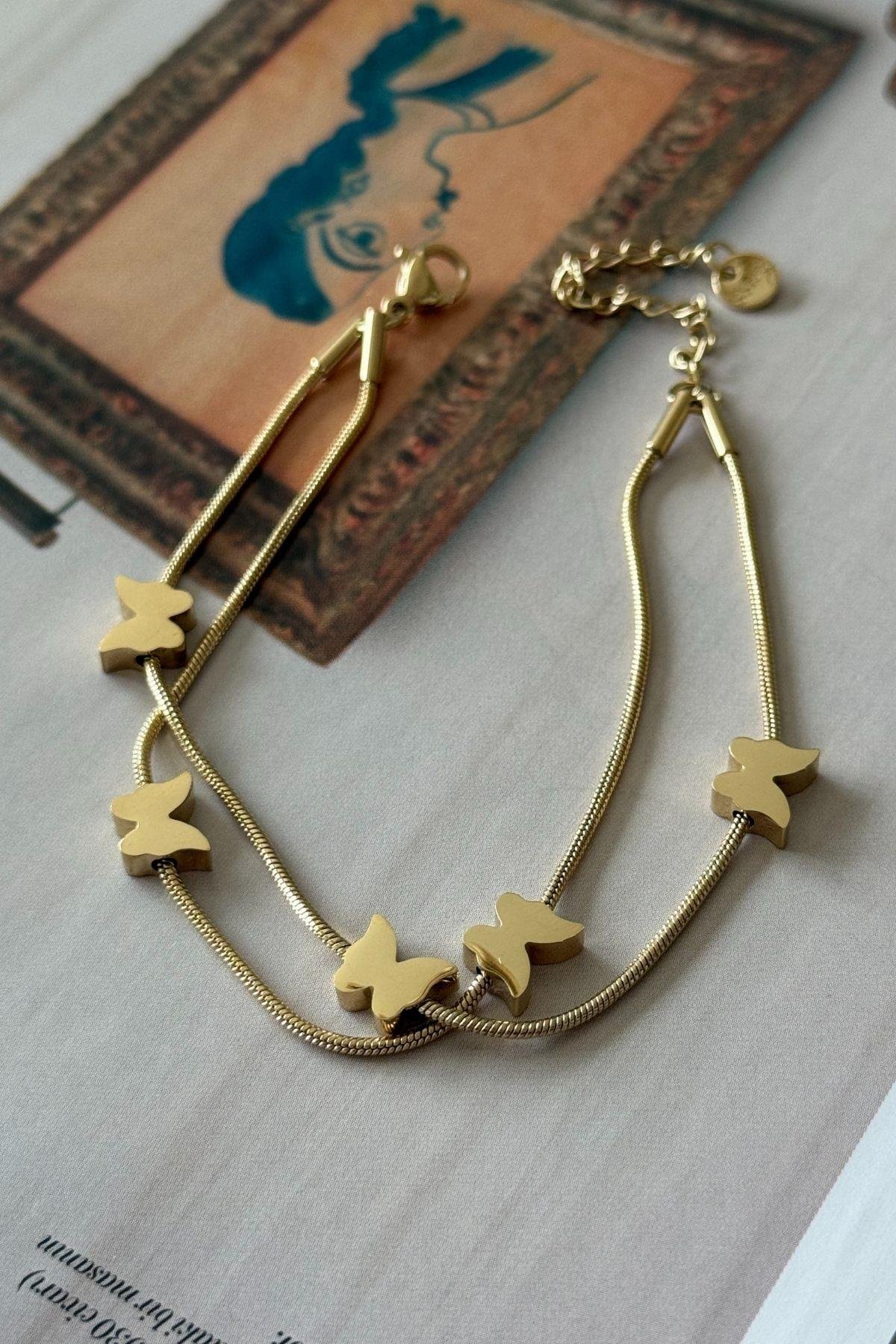 Çelik Çoklu Kelebek Bileklik