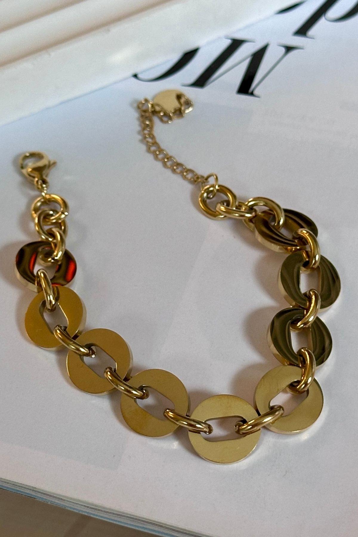 Çelik Daire Model Zincir Bileklik