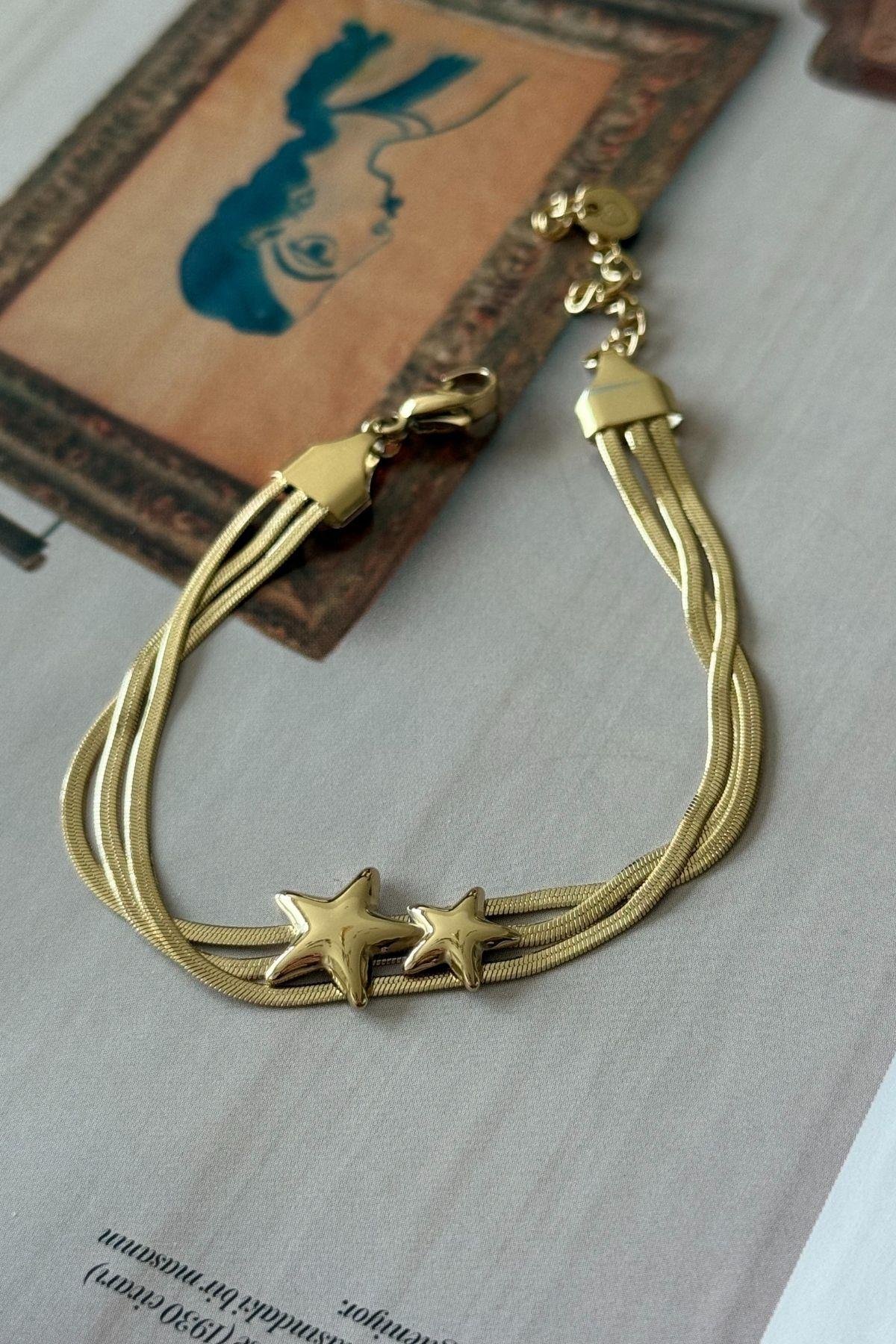 Çelik İtalyan Zincirli Yıldız Bileklik