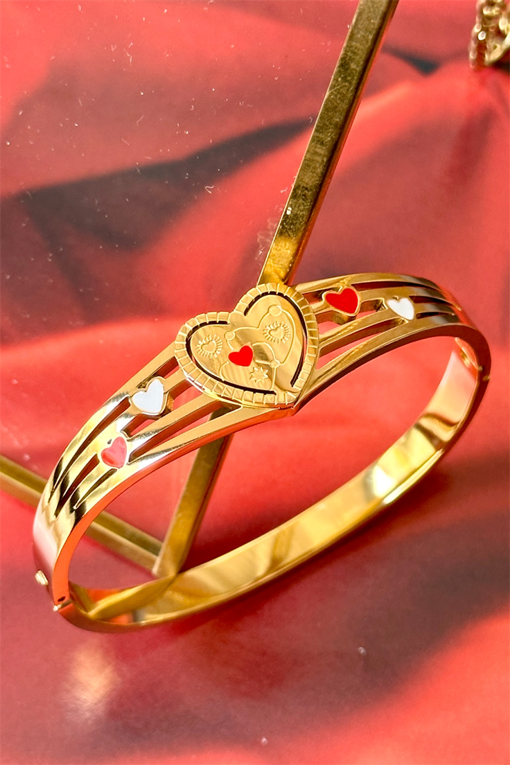 Çelik Kalp Model Kırmızı Mineli Kelepçe