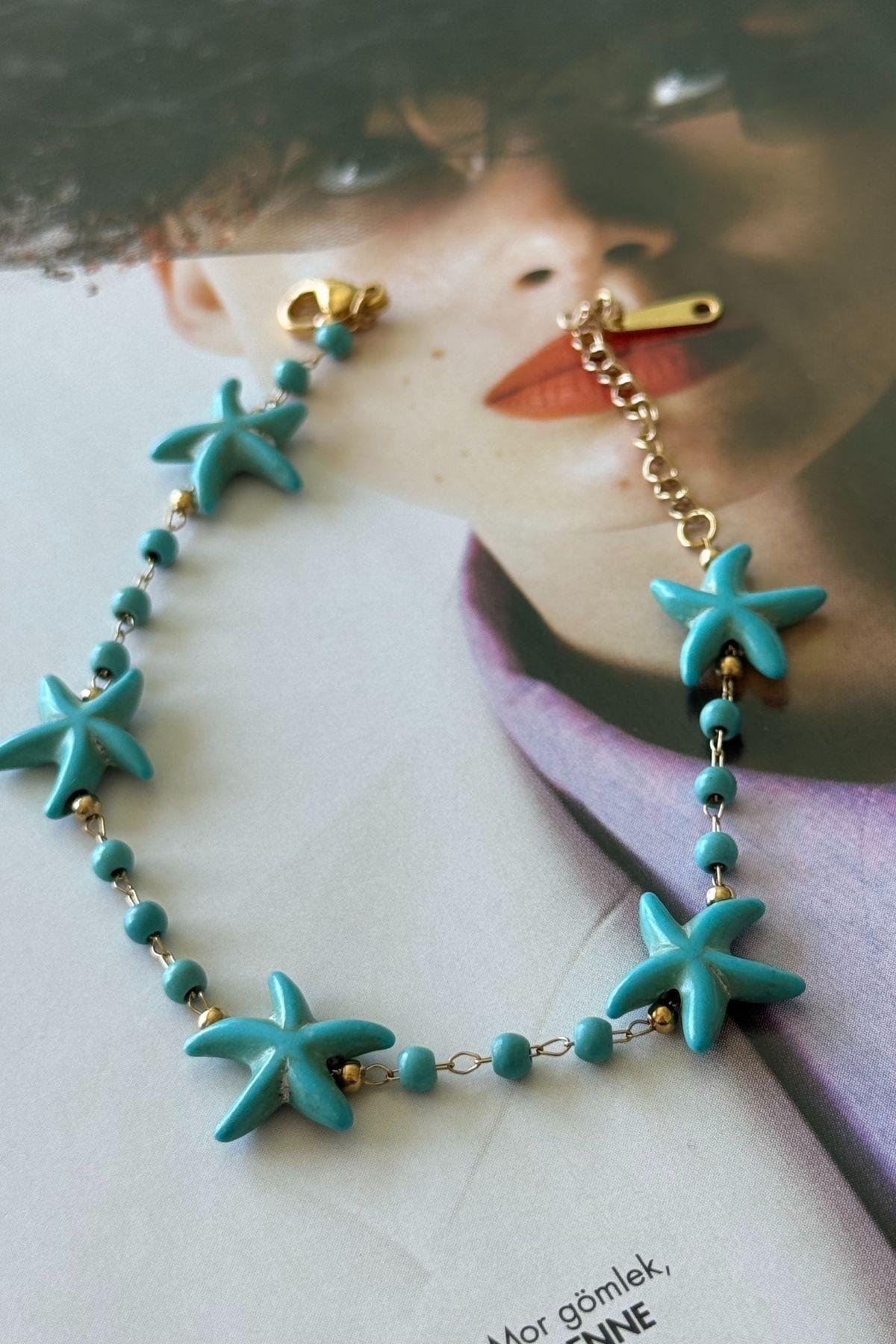 Çelik Mavi Deniz Yıldızı Bileklik