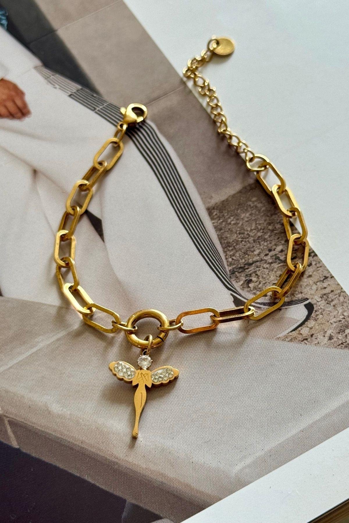 Çelik Melek Sallantılı Bileklik