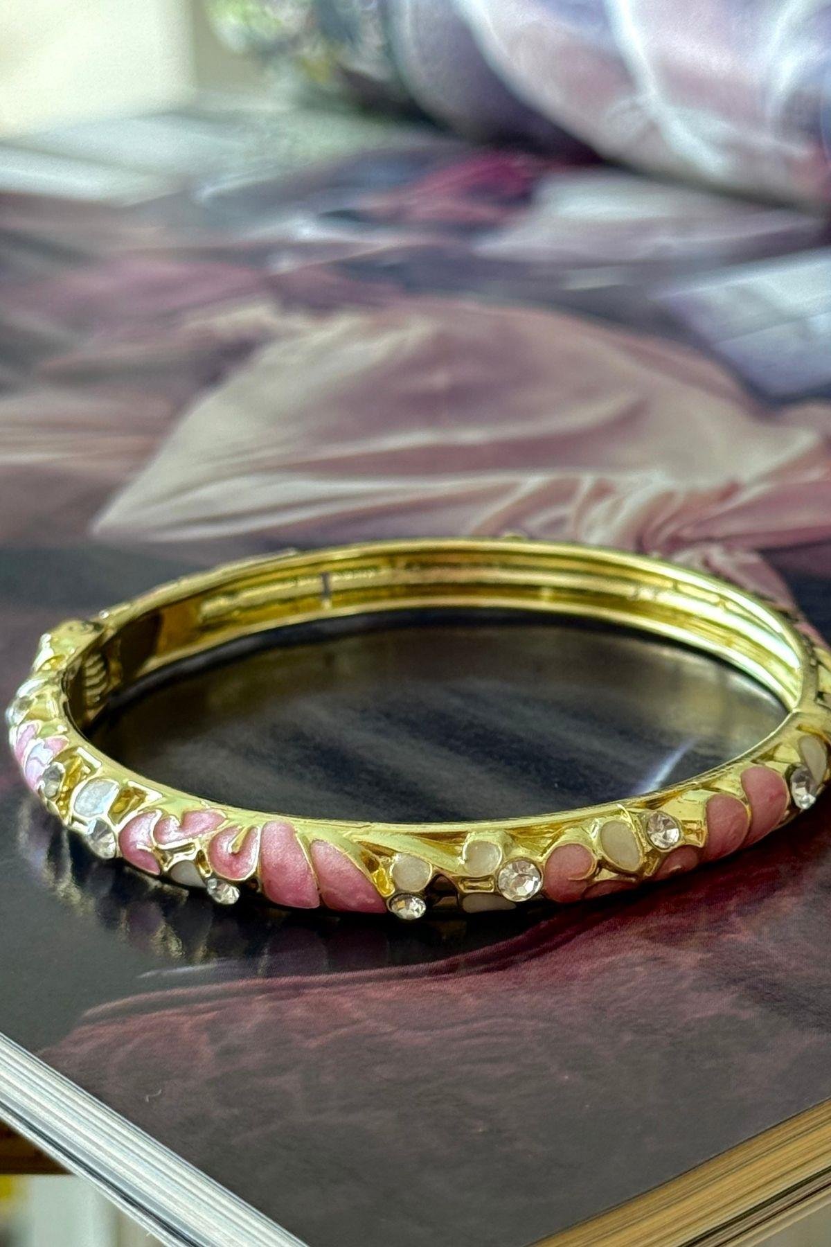 Çelik Mineli Koyu Pembe Renkli Çiçek Kelepçe