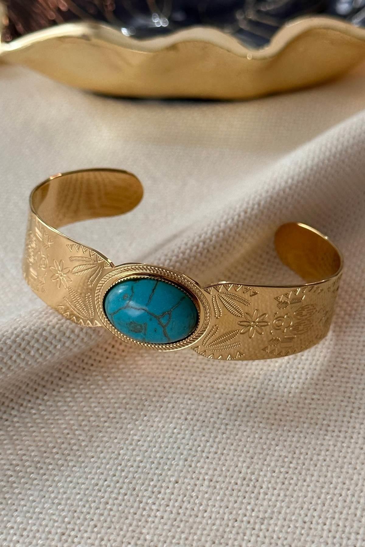 Çelik Otantik Firuze Model Altı Açık Kelepçe