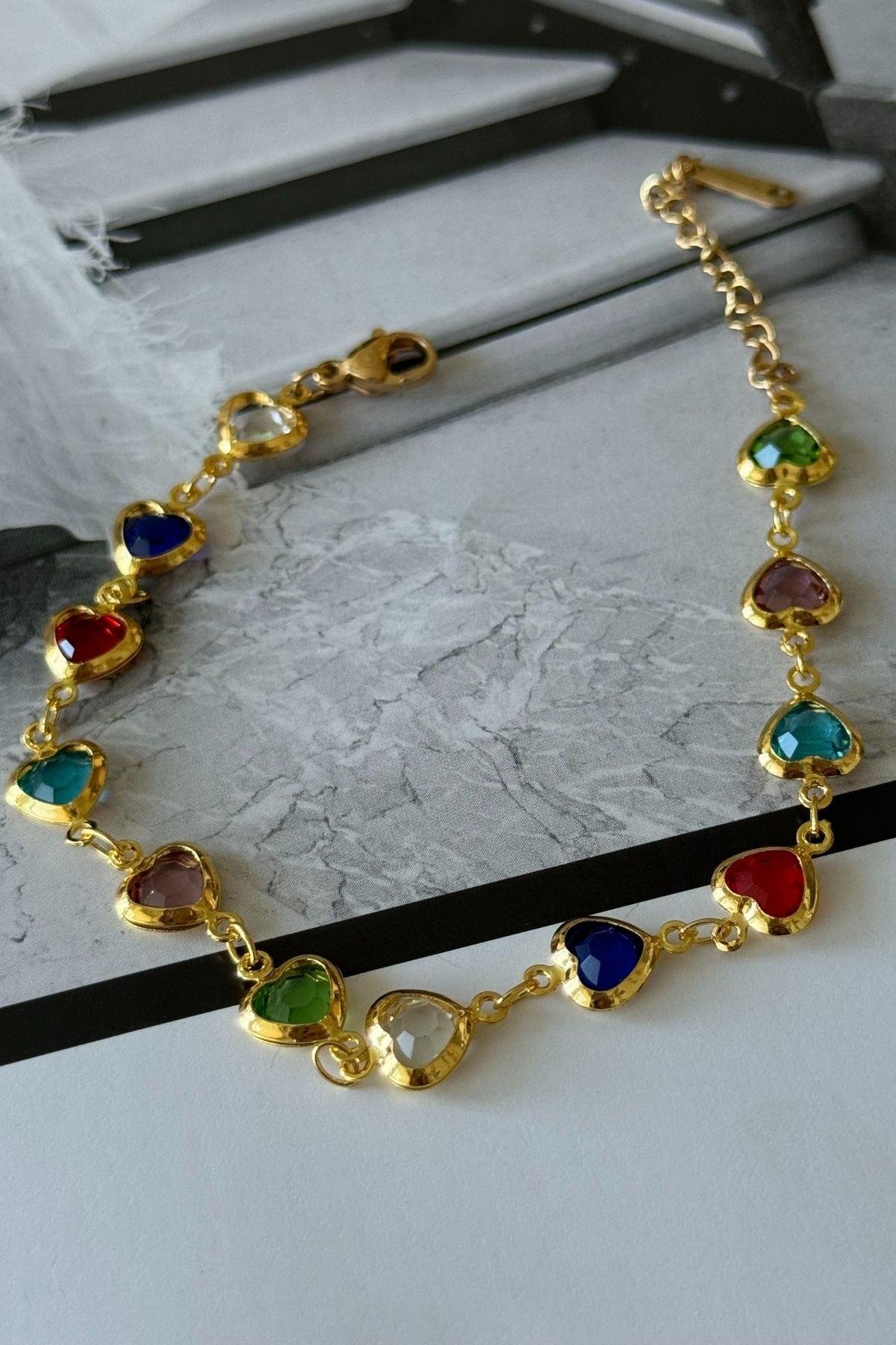 Çelik Renkl Kalpli Bileklik