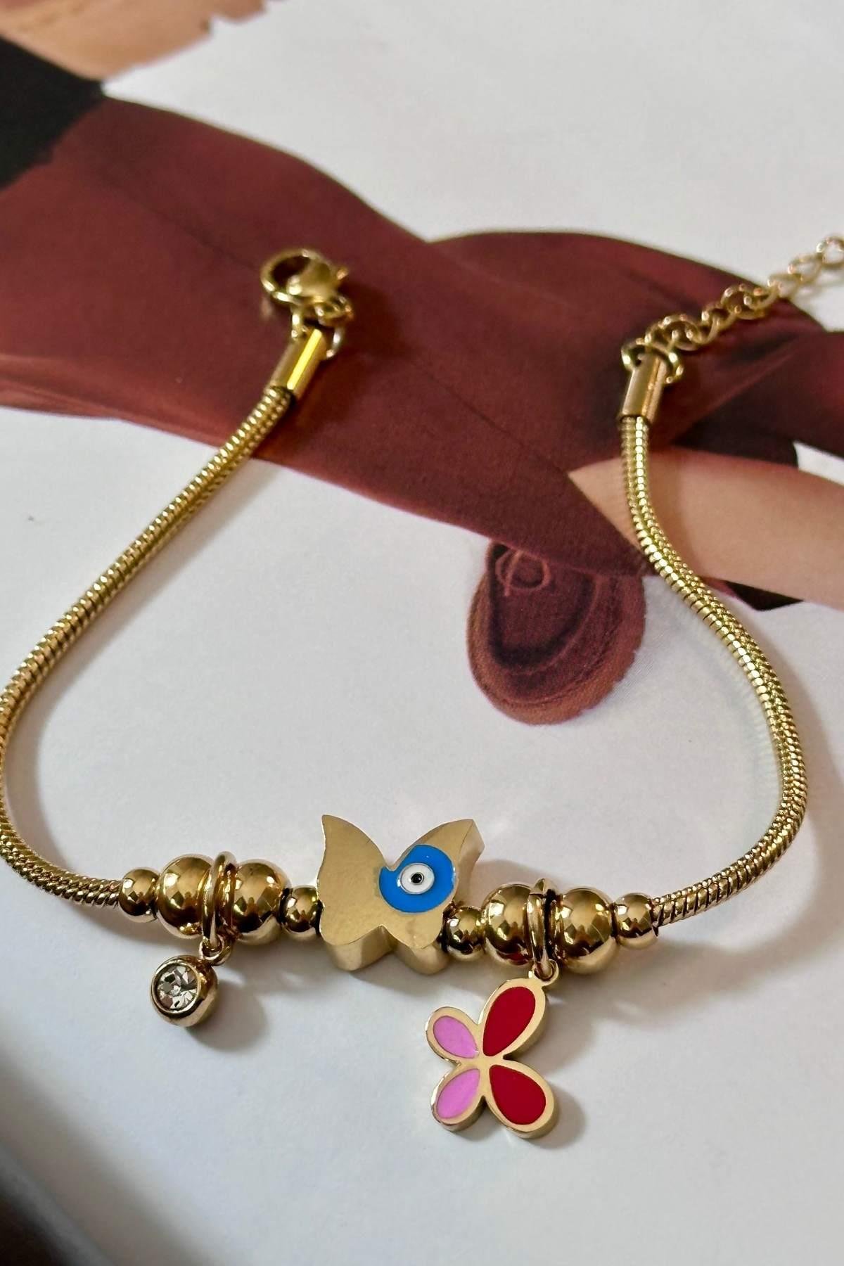 Çelik Renkli Kelebek Bileklik