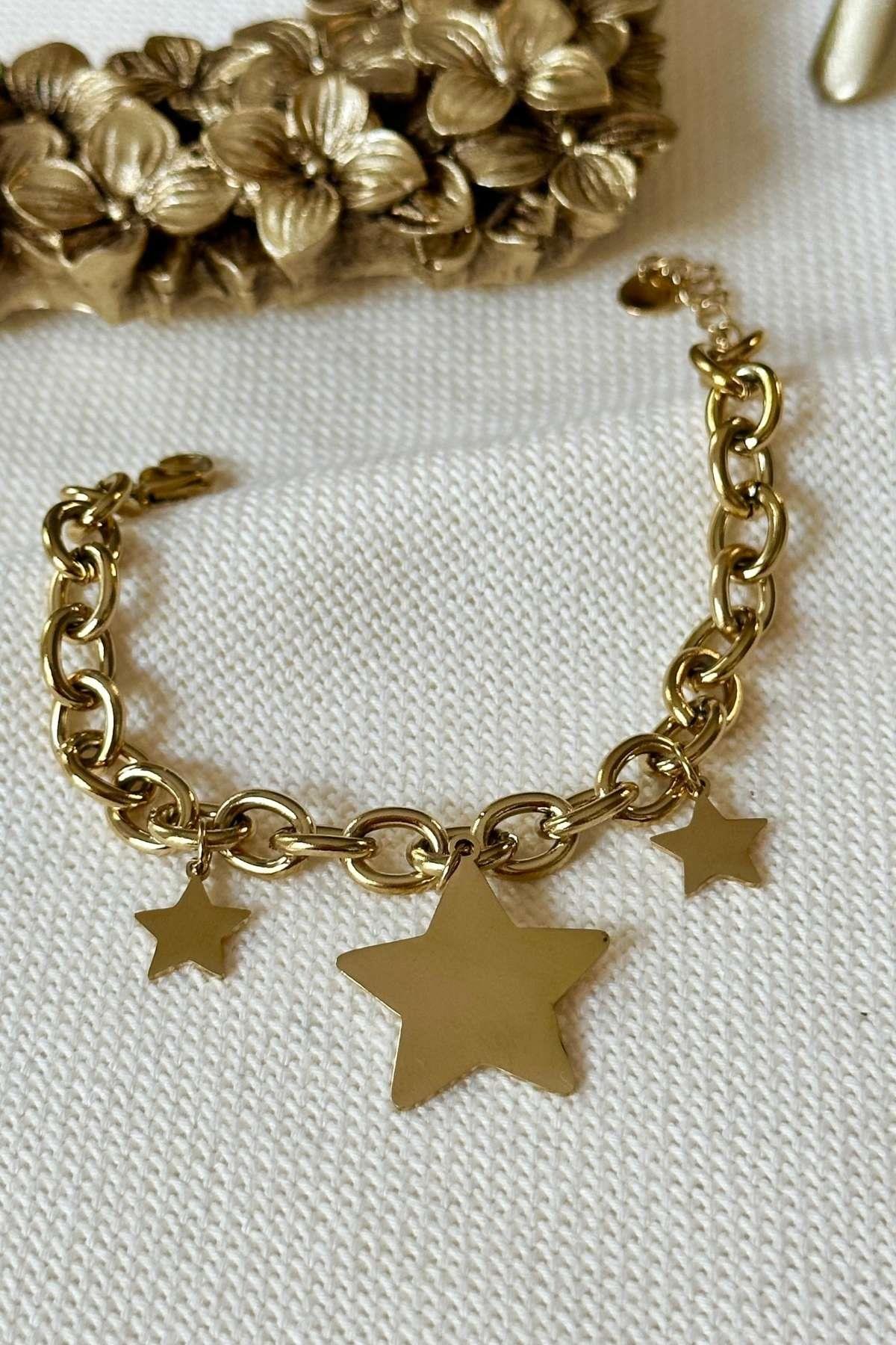 Çelik Üç Yıldızlı Zincir Bileklik