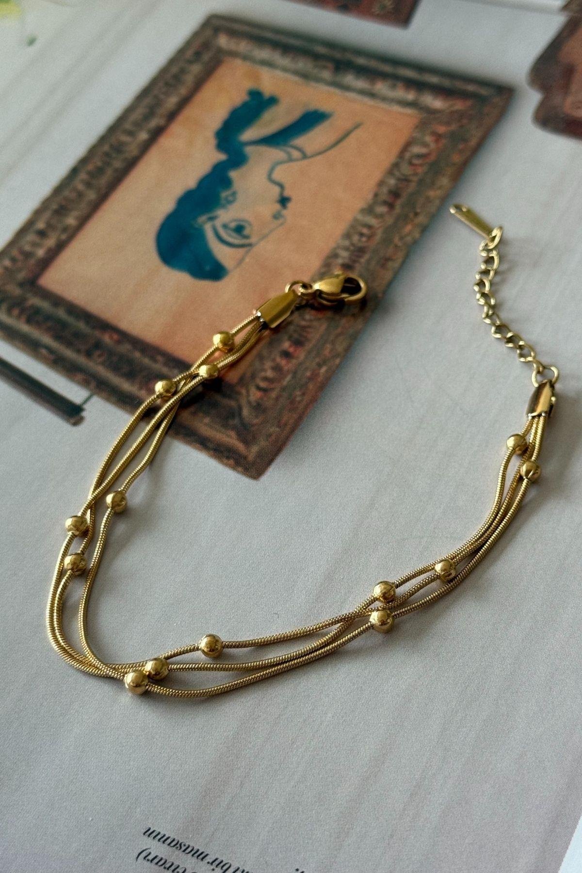 Çelik Üç Zincirli Top Bileklik