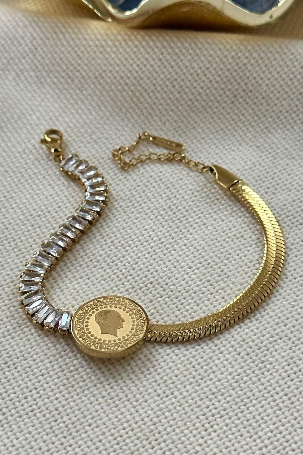 Çelik Yarısı Baget Yarısı İtalyan Çeyrek Model Bileklik