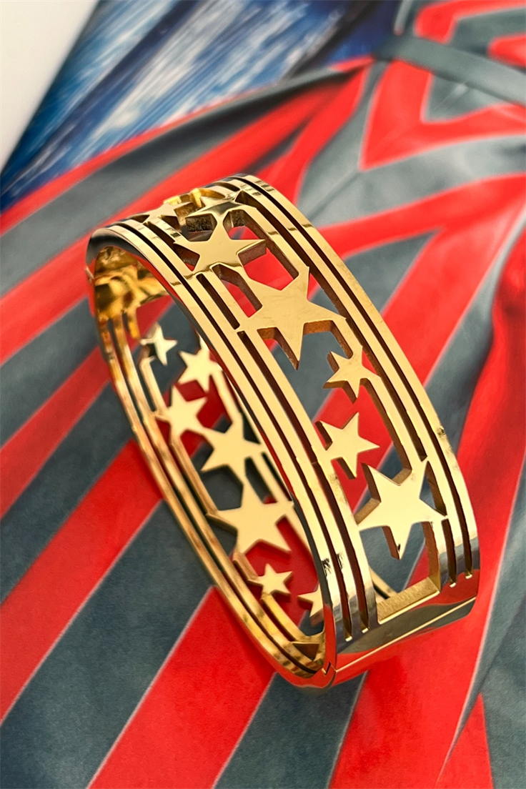 Çelik Yıldız Detaylı Tamtur Kelepçe