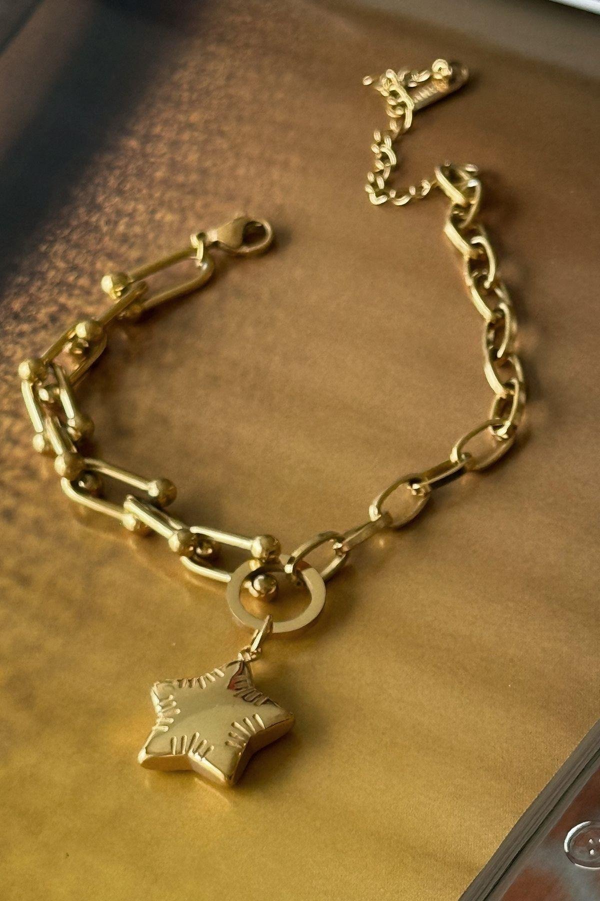 Çelik Yıldız Sallantılu Bileklik