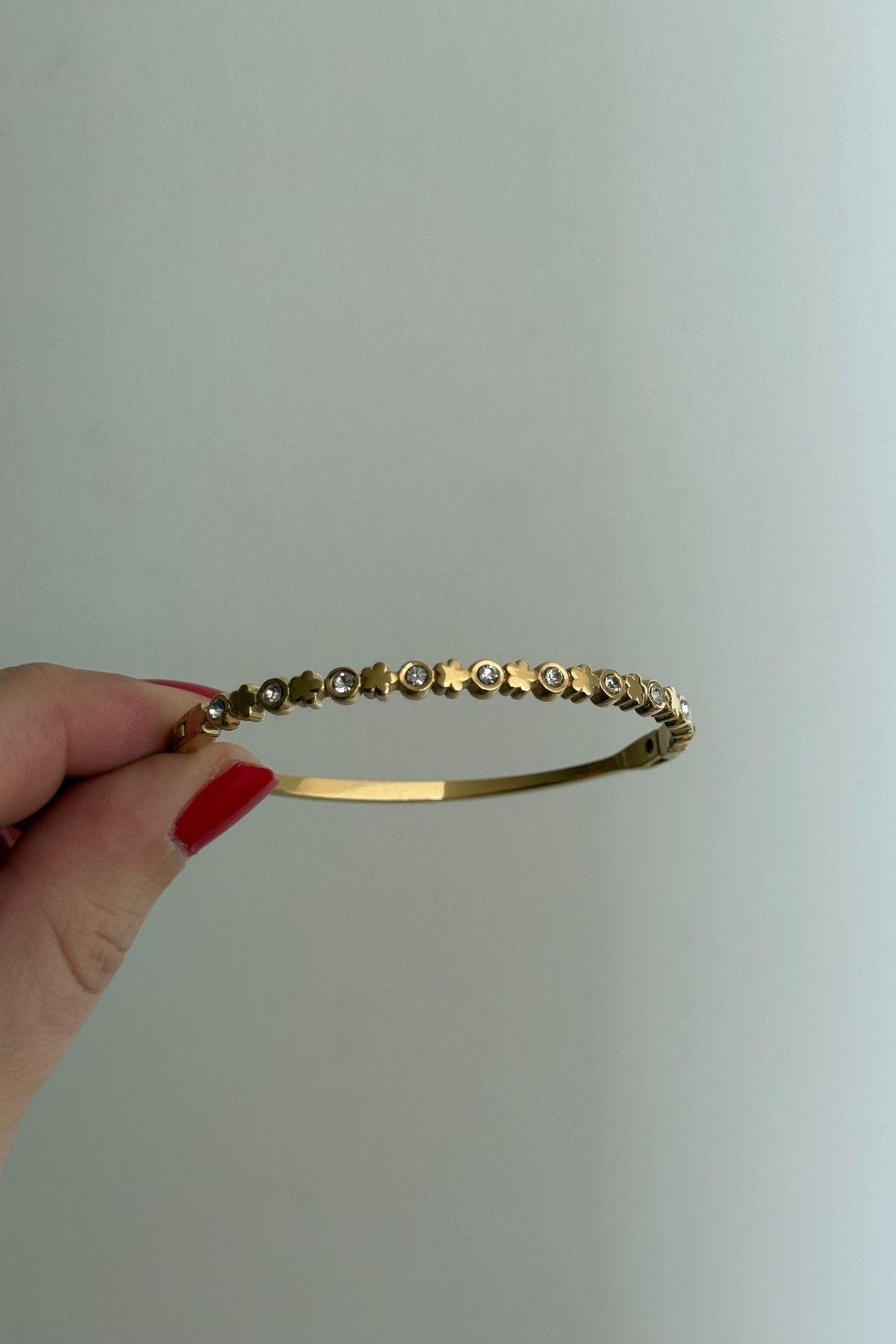 Çelik Zirkon Taşlı Kelepçe