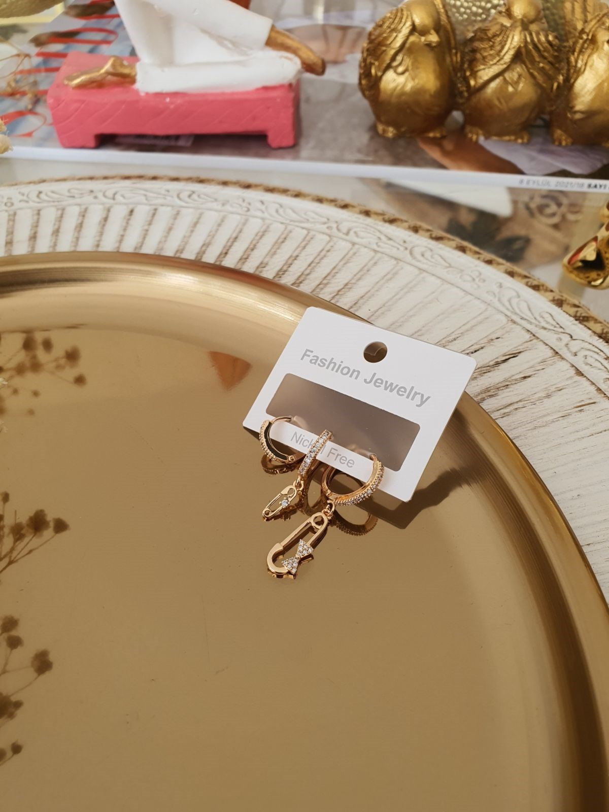 Çengel Model Set Küpe Gold