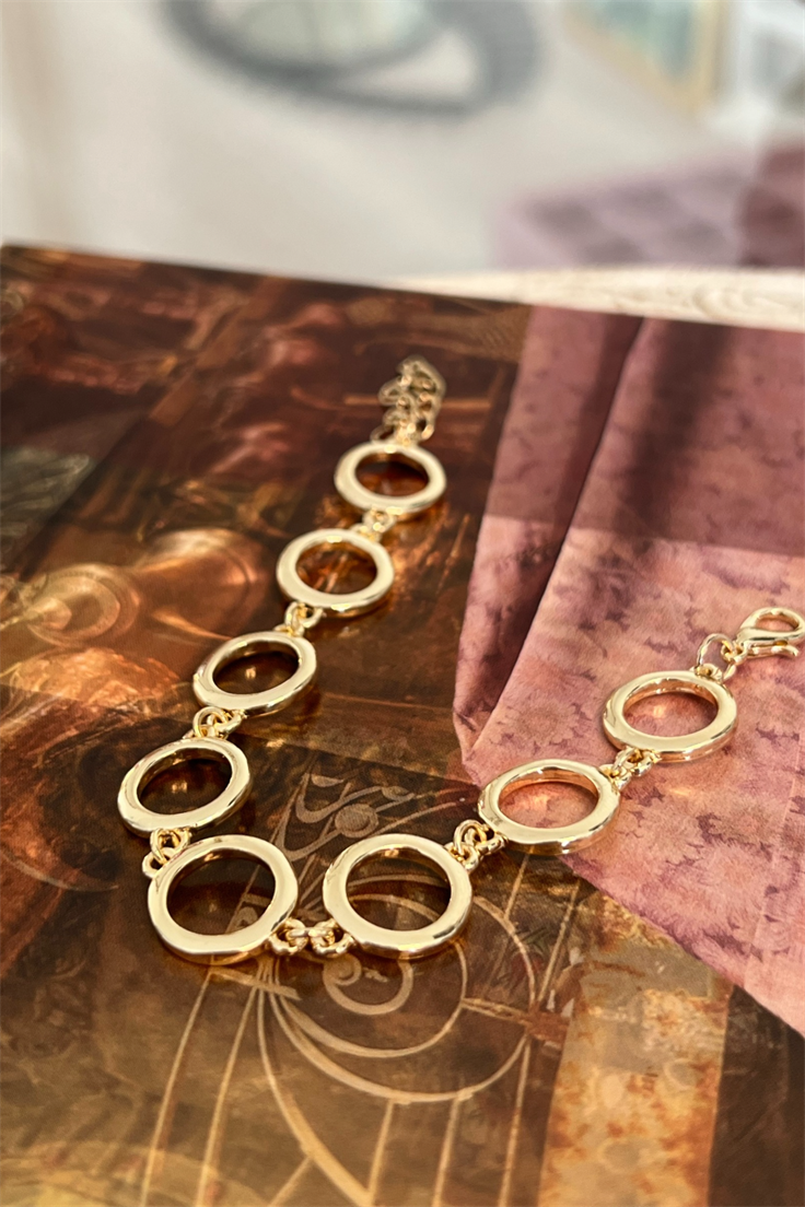 Daire Model Sıralı Bileklik Gold