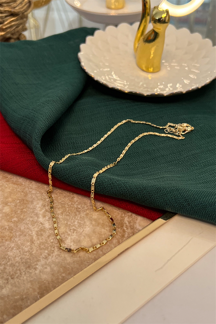 Ezme Model İnce Zincir Kolye Gold