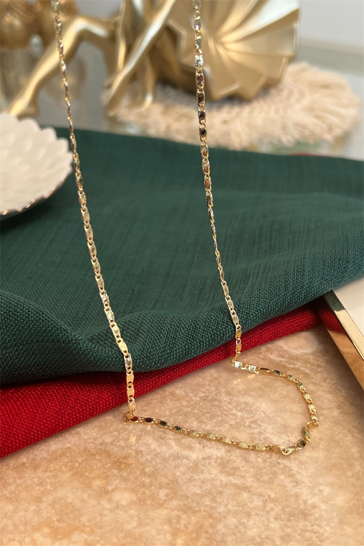 Ezme Model İnce Zincir Kolye Gold