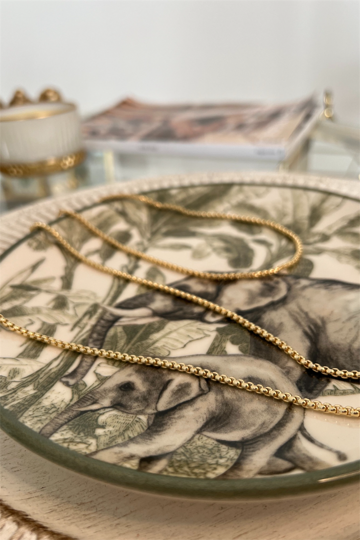 Ezme Sık Zincirli Uzun Kolye Gold