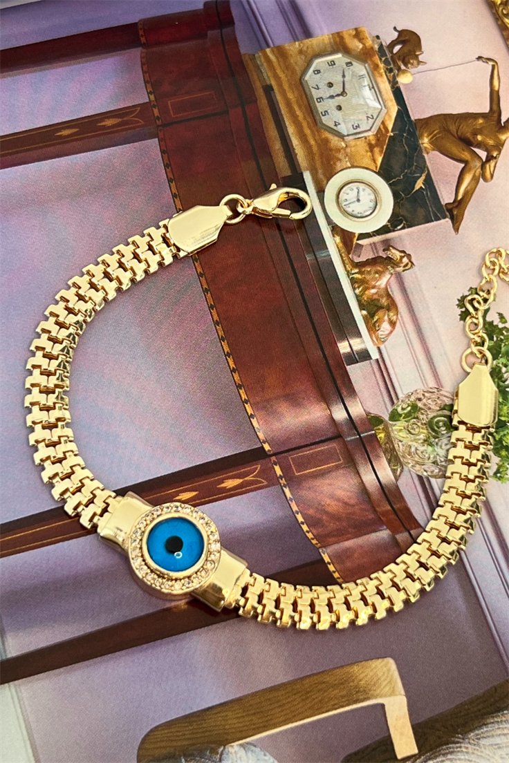 Ezme Zincirli Ortası Nazar Künye Gold