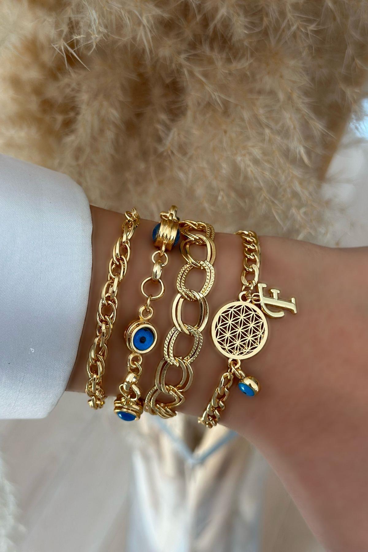 F Harfli Yaşam Bileklik Kombini