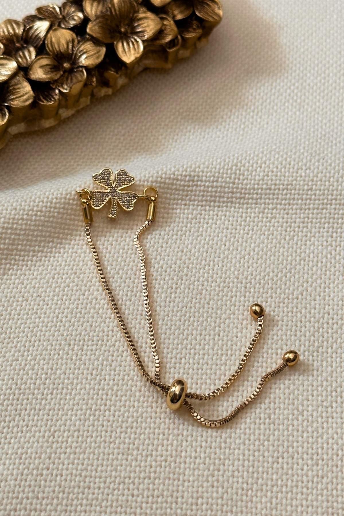 Full Zirkon Taşlı Yonca Model Asansör Ayarlı Bileklik