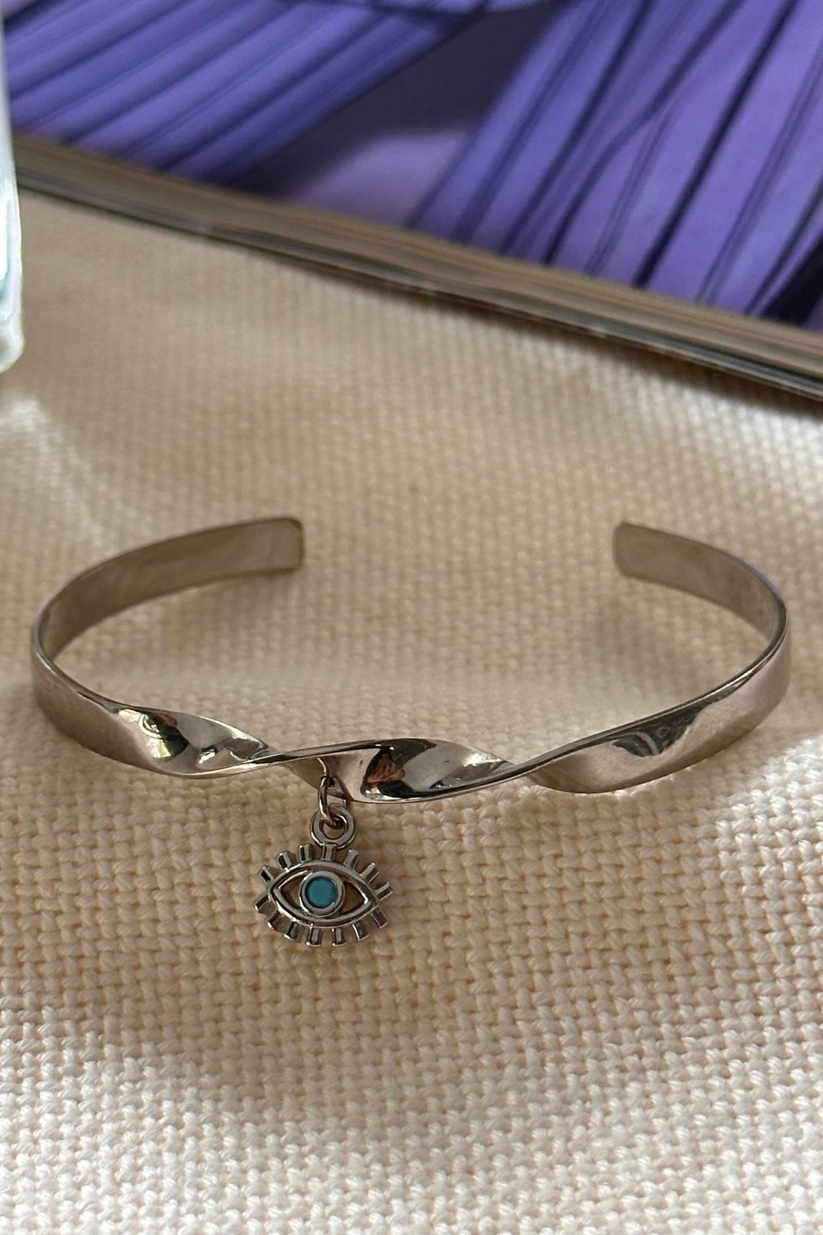 Gümüş Renk Göz Sallantılı Altı Açık Kelepçe