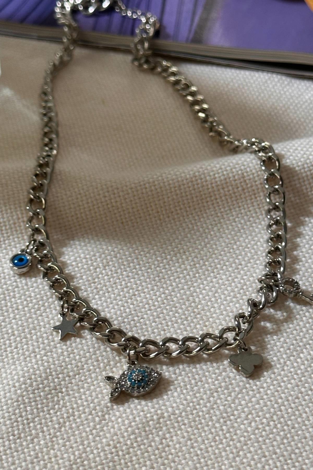 Gümüş Renk Şans Kolyesi