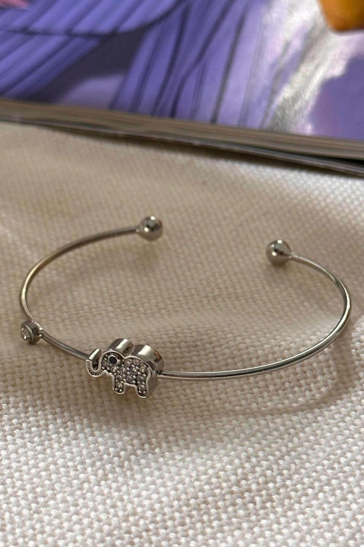 Gümüş Renkli Fil Model Altı Açık Kelepçe