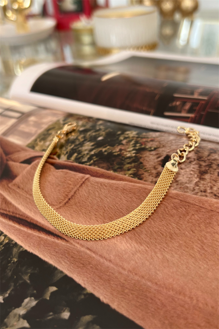 Hasır Model Bileklik Gold