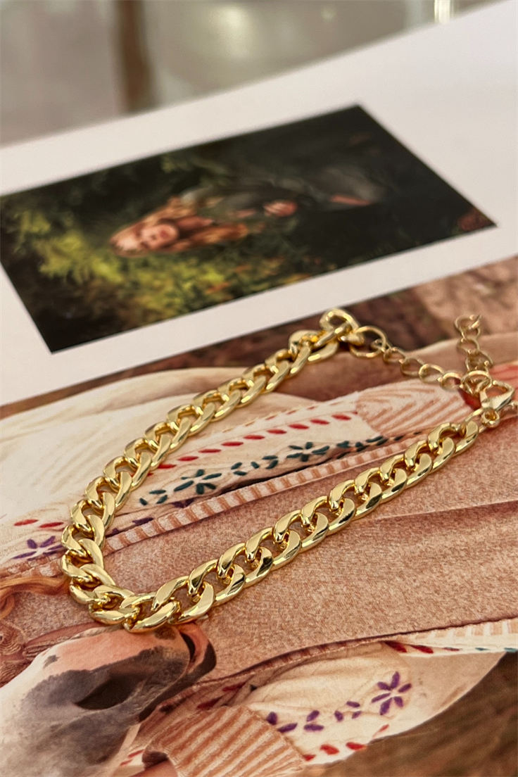 İnce Nostalji Zincir Bileklik Gold