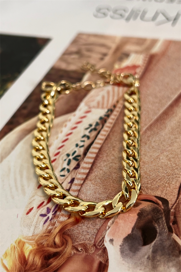 İnce Nostalji Zincir Bileklik Gold