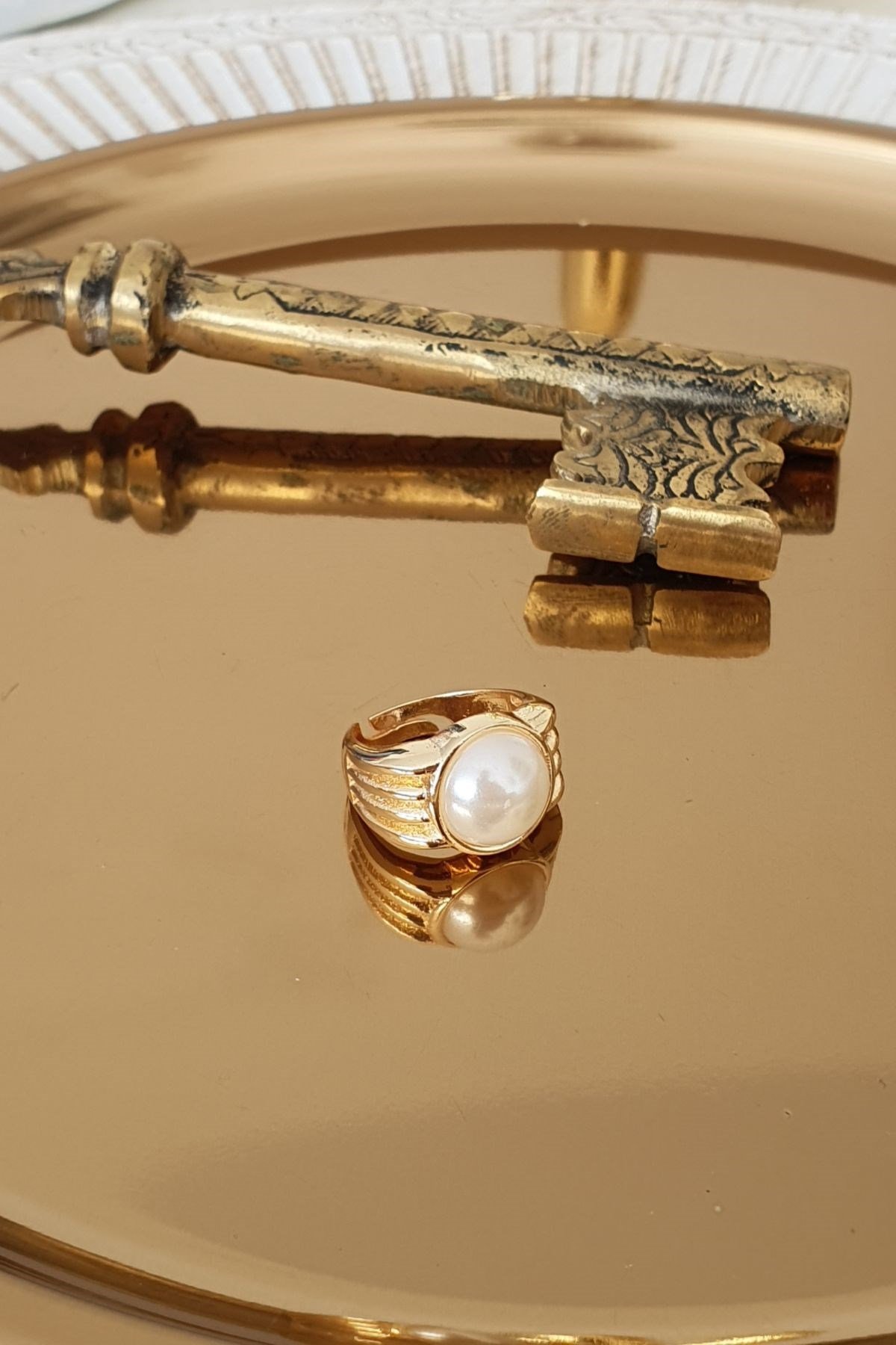 İnci Model Bohem Yüzük Gold