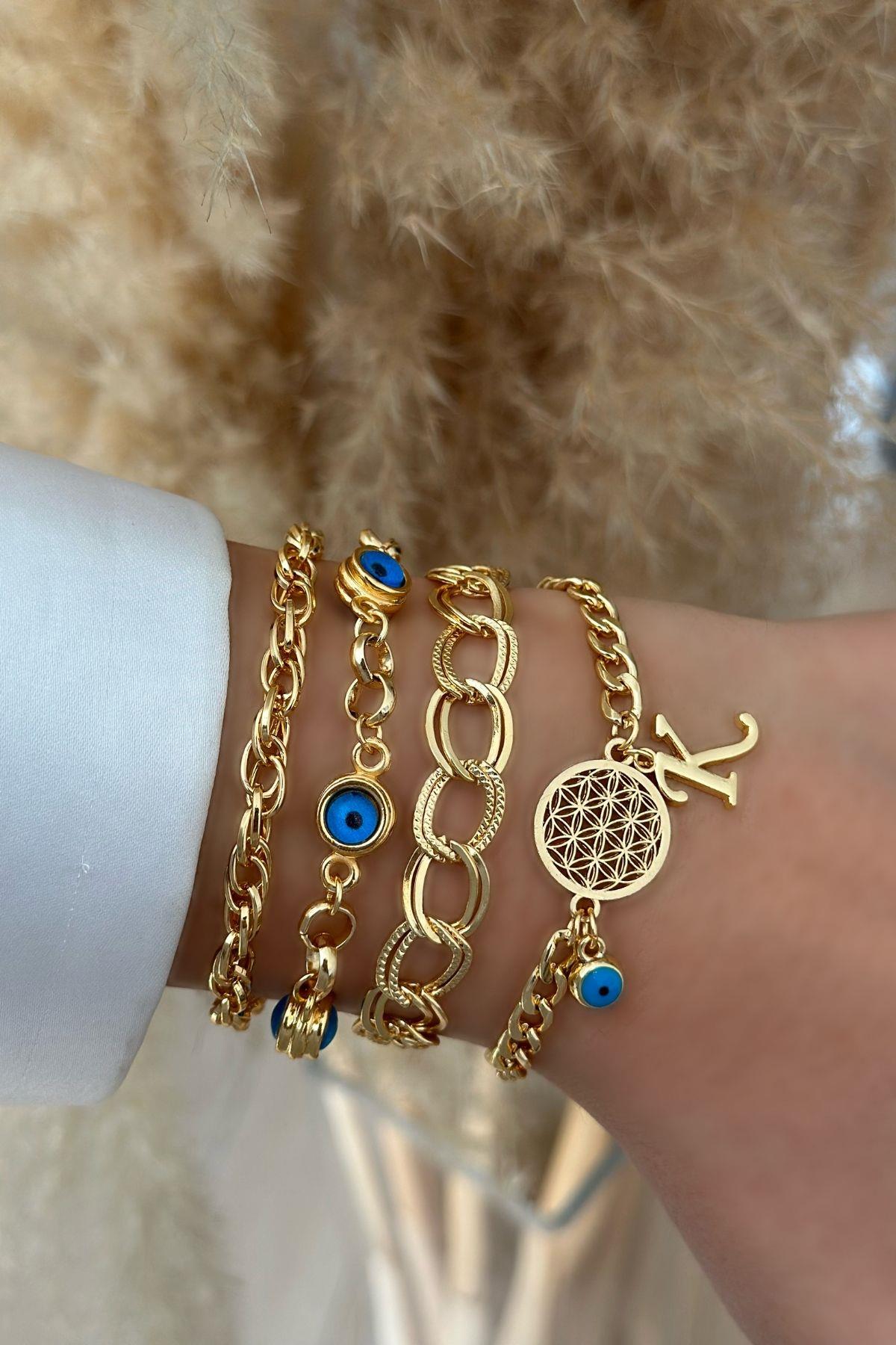 K Harfli Yaşam Bileklik Kombini