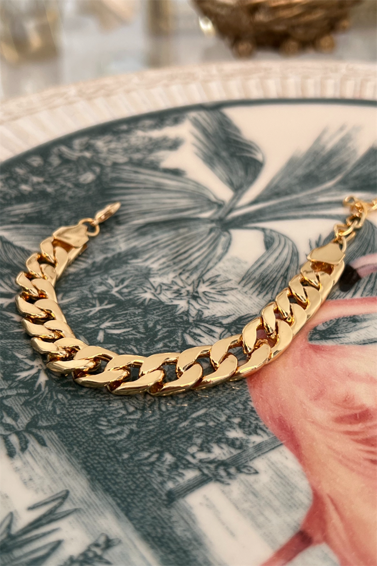 Kalın Zincir Model Künye Gold