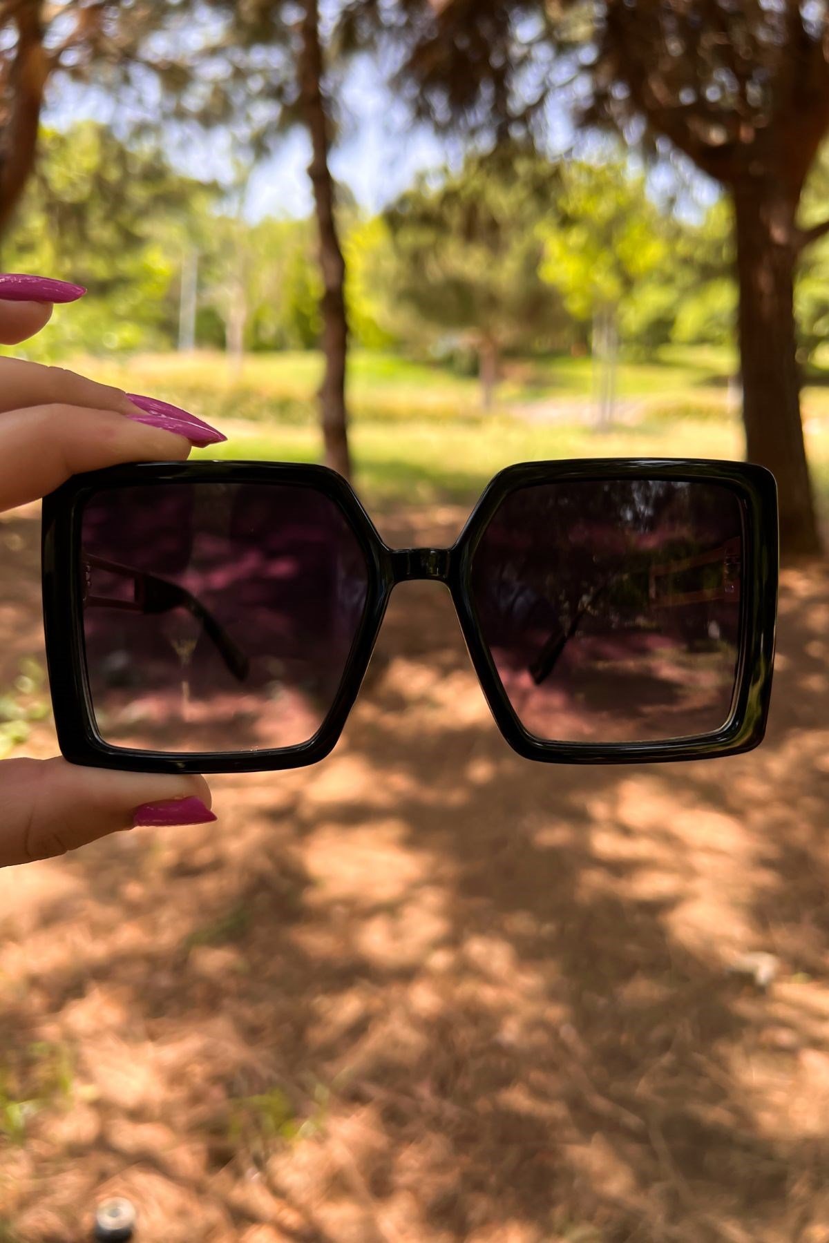 Kare Çerçeveli Vintage Model Güneş Gözlüğü Siyah