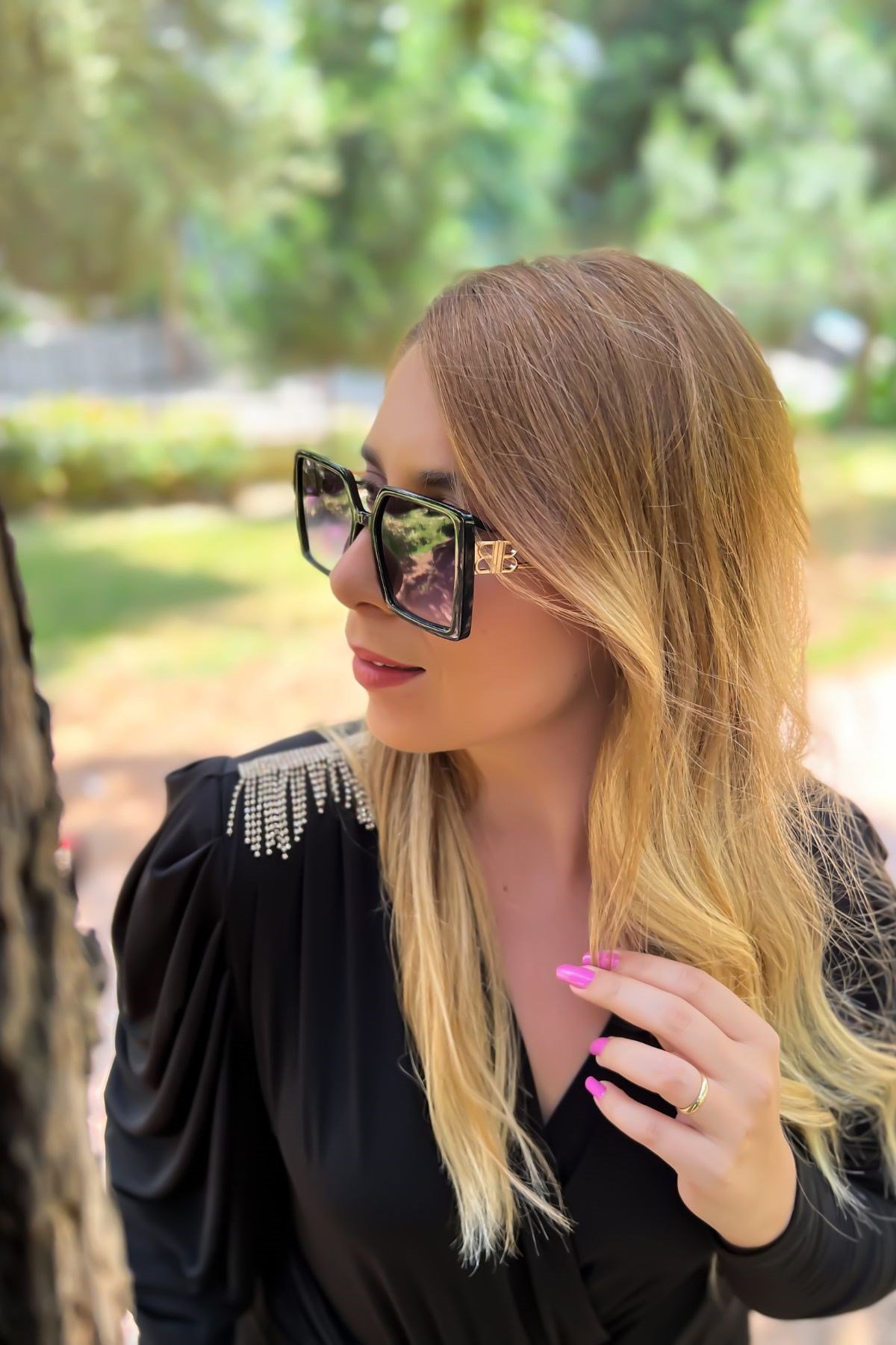 Kare Çerçeveli Vintage Model Güneş Gözlüğü Siyah