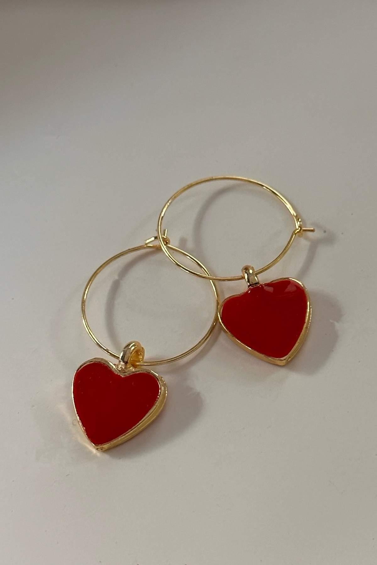 Kırmızı Kalp Küpe