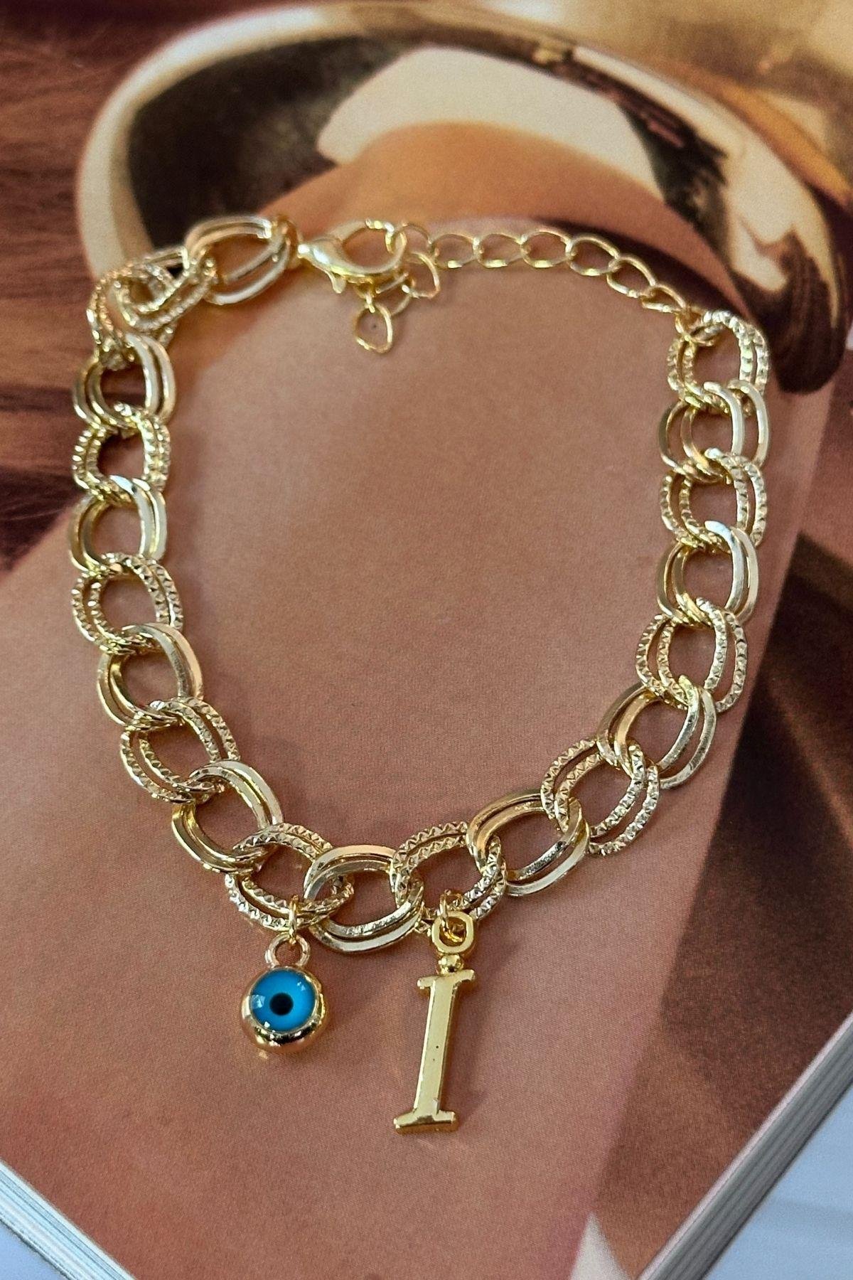 Kişiye Özel İ Harfi Samanyolu Zincirli Bileklik