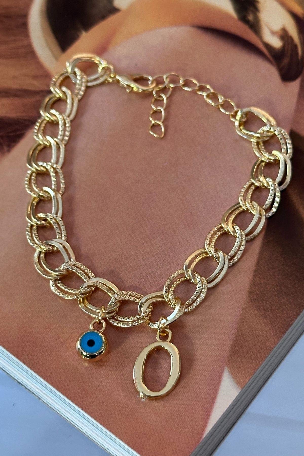 Kişiye Özel O Harfi Samanyolu Zincirli Bileklik