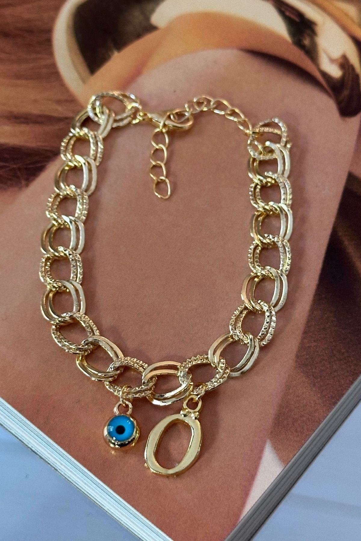 Kişiye Özel Ö Harfi Samanyolu Zincirli Bileklik