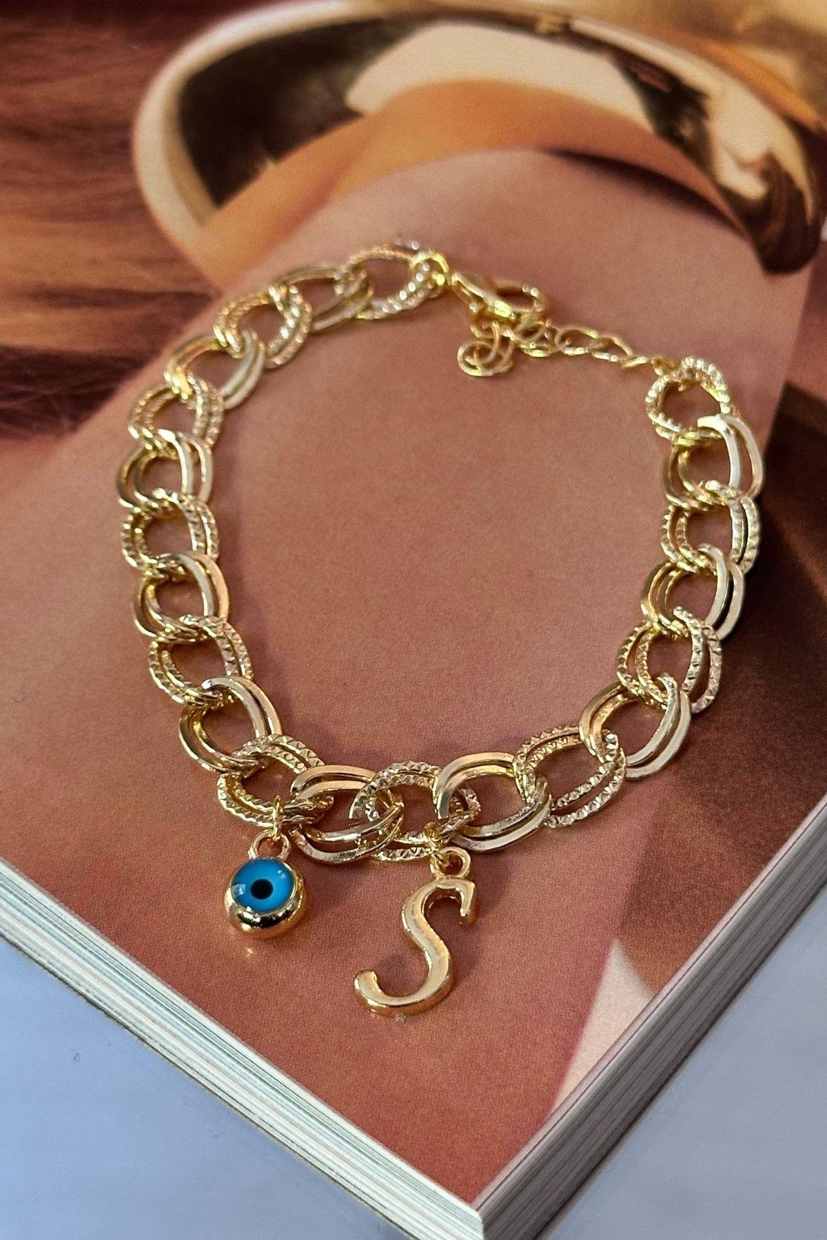Kişiye Özel S Harfi Samanyolu Zincirli Bileklik