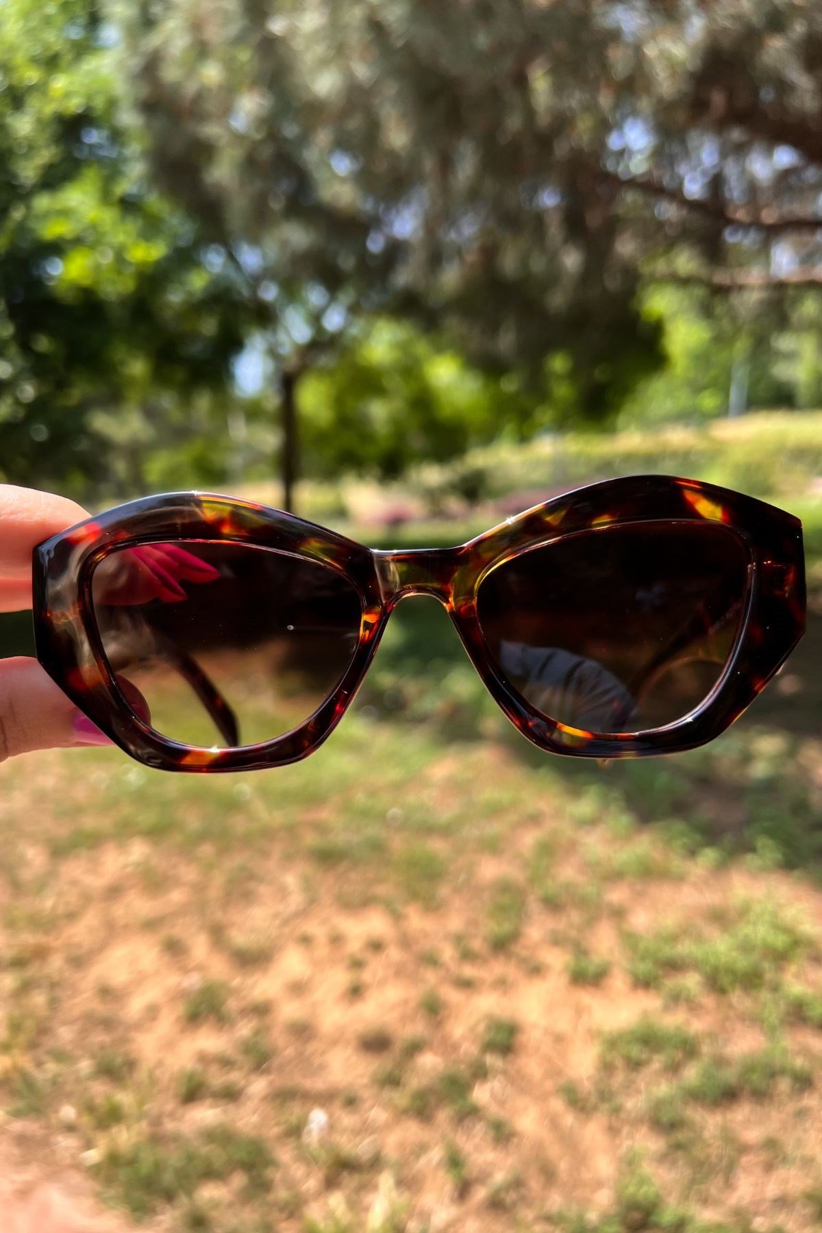 Leopar Desenli Cat Eyes Model Güneş Gözlüğü Kahverengi