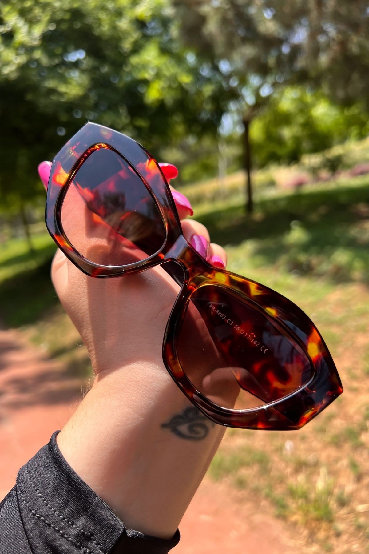 Leopar Desenli Cat Eyes Model Güneş Gözlüğü Kahverengi