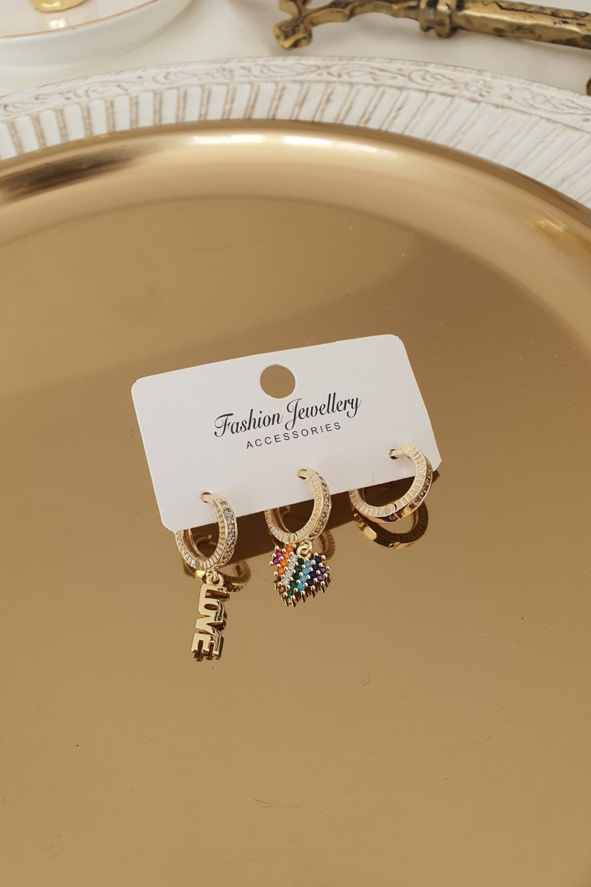 Love Set Küpe Gold