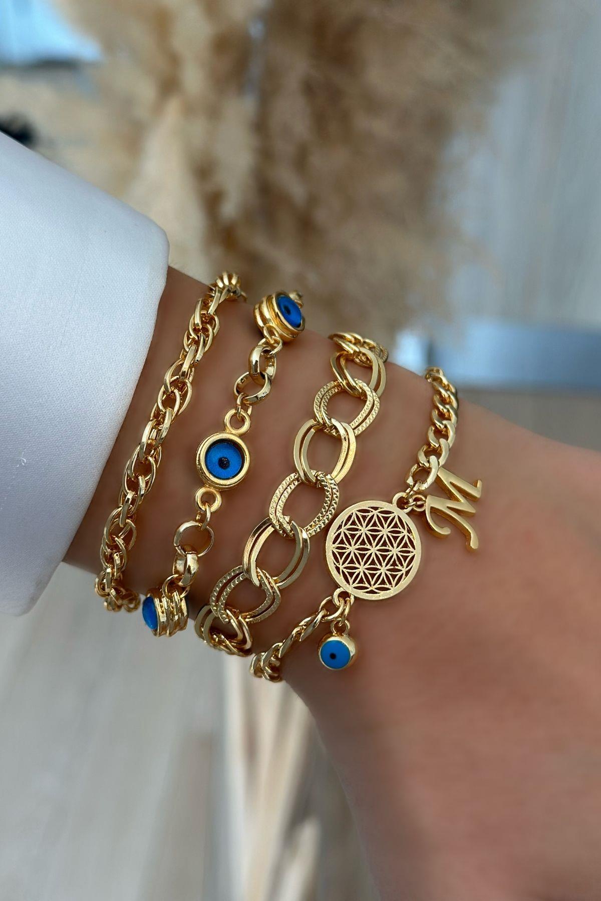 M Harfli Yaşam Bileklik Kombini